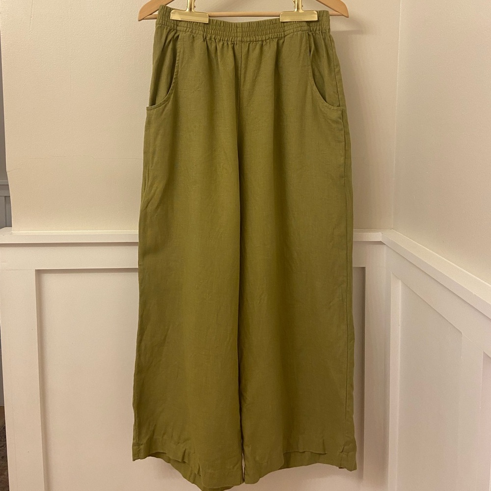 Linenfox Olive Wide Leg Ocean Pants